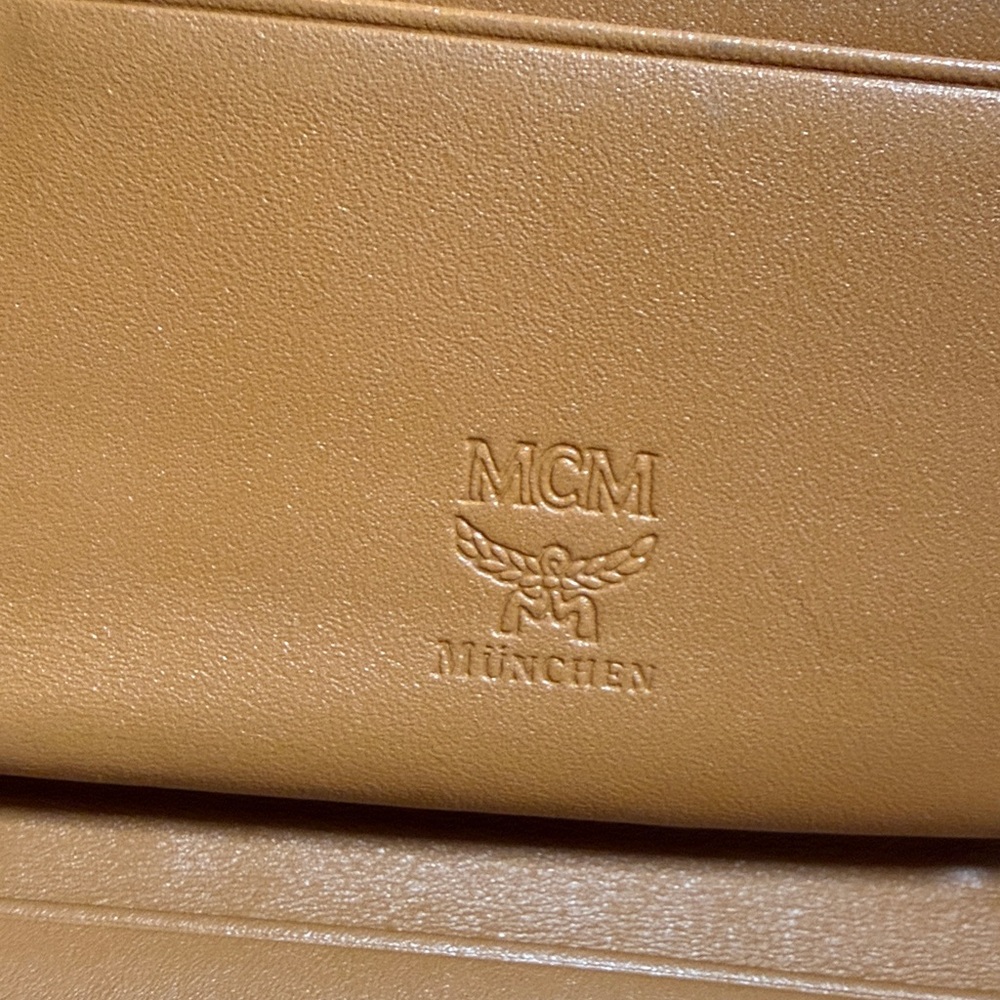 MCM Brown and Black Logo Continental Wallet with Orange Accent - Picture 7 of 11